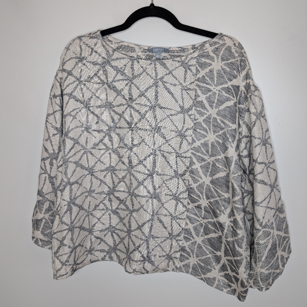 Habitat Gray Patterned Knit Top - Gray/Cream, Size L